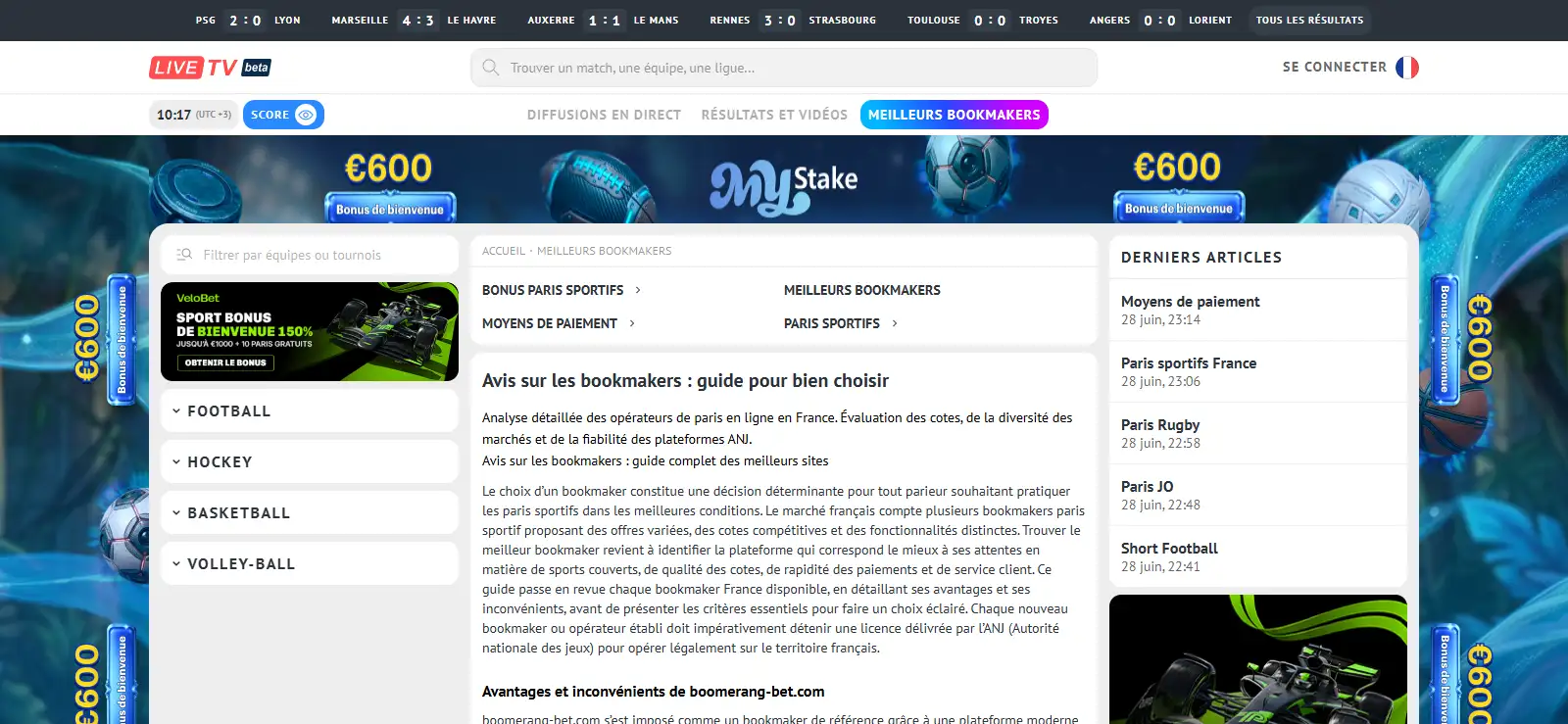 Comparatif éditorial de bookmakers et critères de lecture sur LiveTV