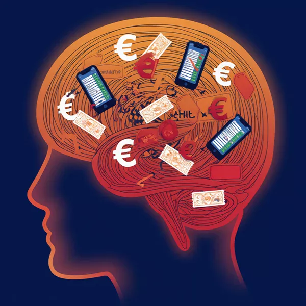 Risques d'addiction aux paris sportifs - Illustration conceptuelle des pensées obsessionnelles